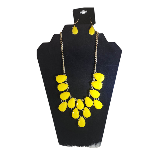 Yellow Teardrops Necklace & Earrings Set