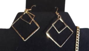 Asymmetrical Gold Earrings & Necklace Set