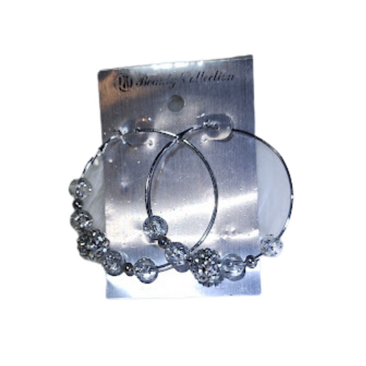 Silver & Beads Hoop Earrings