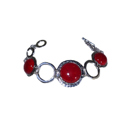 Red Stone & Silver Bracelet